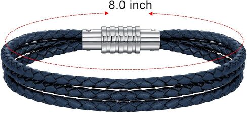 Genuine Leather Bracelet for Men - Stainless Steel Clasp & - Gift for Him, Boyfriend, Husband in Saudi Arabia