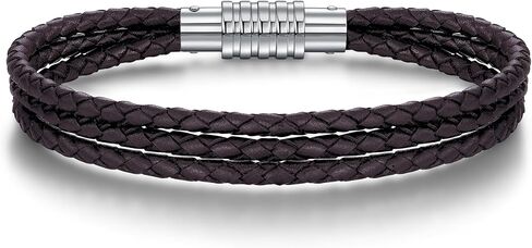 Genuine Leather Bracelet for Men - Stainless Steel Clasp & - Gift for Him, Boyfriend, Husband in Saudi Arabia