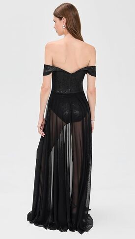 Norma Kamali Women's Double Drop Shoulder Combo Flared Gown in Saudi Arabia