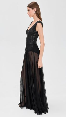 Norma Kamali Women's Double Drop Shoulder Combo Flared Gown in Saudi Arabia