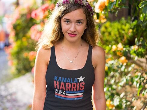 Animalworld Election 2024 Kamala Harris Distressed Splattered Paint Flag Juniors Tank Top in Saudi Arabia