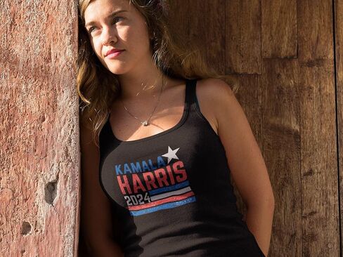 Animalworld Election 2024 Kamala Harris Distressed Splattered Paint Flag Juniors Tank Top in Saudi Arabia