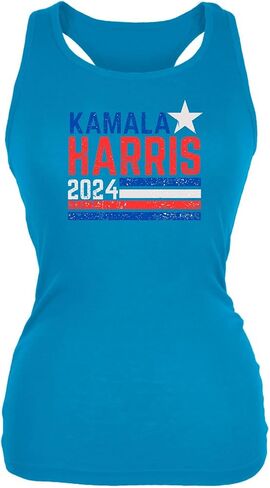 Animalworld Election 2024 Kamala Harris Distressed Splattered Paint Flag Juniors Tank Top in Saudi Arabia