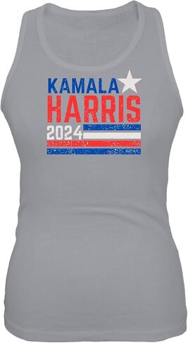 Animalworld Election 2024 Kamala Harris Distressed Splattered Paint Flag Juniors Tank Top in Saudi Arabia