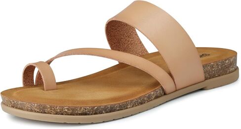 SHIBEVER Women's Flip Flops Sandals: Comfortable Dressy Cork Footbed Arch Support Slip On Ring Toe Thong Walking Sandals in Saudi Arabia