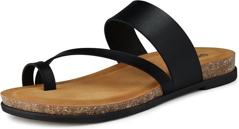 SHIBEVER Women's Flip Flops Sandals: Comfortable Dressy Cork Footbed Arch Support Slip On Ring Toe Thong Walking Sandals in Saudi Arabia