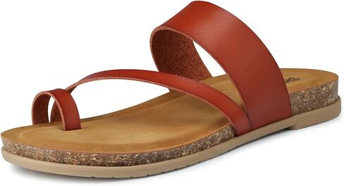 SHIBEVER Women's Flip Flops Sandals: Comfortable Dressy Cork Footbed Arch Support Slip On Ring Toe Thong Walking Sandals in Saudi Arabia