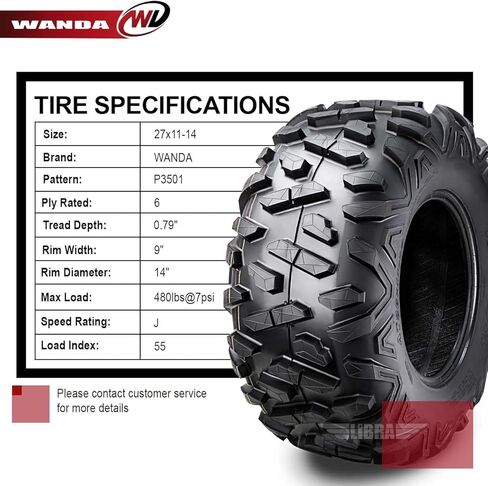WANDA (2) 27x11-14 Rear Tire Set for 16-17 Can-Am Defender HD8/HD10 XT Bighorn Style in Saudi Arabia
