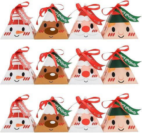 24PCS Christmas Gift Wrap Boxes - Mini House Shaped Gift Bags | Party Favors, Wedding Favor Boxes | Winter Christmas New Year Gifts, Festive Essentials in Saudi Arabia