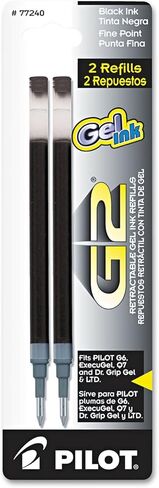Pilot 77240 G2 Gel Ink Refill, 2-Pack for Rolling Ball Pens, Fine Point, Black in Saudi Arabia