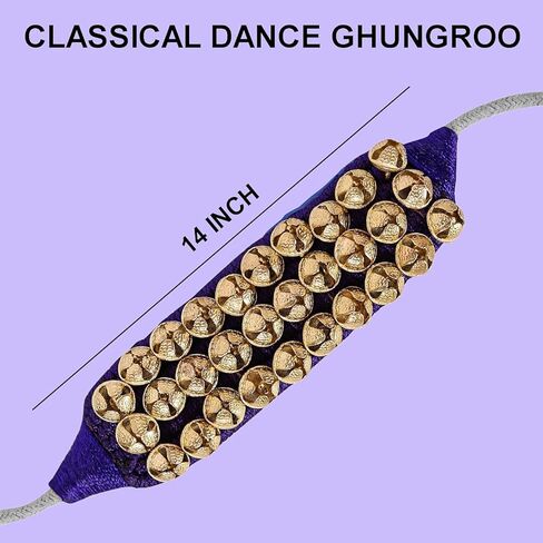 Kathak Ghungroo (16 رقم Ghungroo) (3) زوج من أجراس الرقص الكبيرة المكونة من ثلاثة خطوط من إكسسوارات الرقص الكلاسيكية الهندية المصنوعة يدويًا Bharatnatyam، Kuchipudi، Odissi Ghungru Blue Pad (أحمر) in Kuwait