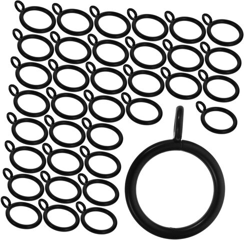 PRETYZOOM 40pcs Iron Drapery Ring Set Eyelet Clip Rings for Curtain Rods Minimalist Design Easy Install Compatible 25mm Rods in Saudi Arabia