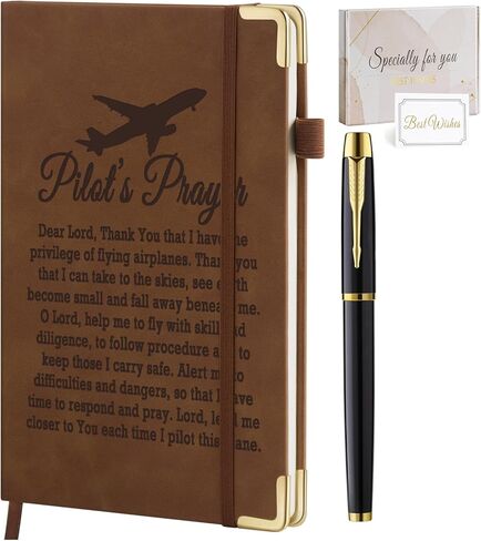 Pillot Gifts for Men Pilot Prayer Leather Journal Notebook 200 Pages A5 Lined with Inner Pocket and Pen Aviation Airplane Gifts Future Pilot Gift for New Pilot Graduation Birthday in Saudi Arabia