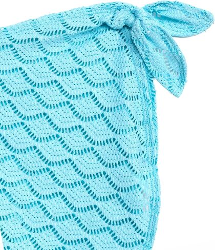 Aqua Green Girls' Bikini with Crochet Sarong Coverup Skirt 3-piece Set in Saudi Arabia