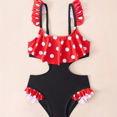 Girl Swimsuit One Piece Bathing Suit for Girls Cut Out Solid Color Adjustable Straps Summer Beach Swimwear in Saudi Arabia