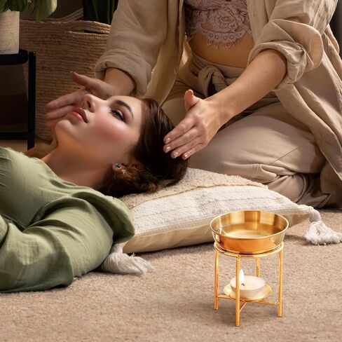 موزع روائح الزيوت العطرية المعدنية، سخان الزيوت العطرية يذوب بسعة كبيرة، حامل شموع تيلايت ذهبي قابل للفصل، موقد تذوب لتزيين غرفة النوم المنزلية in Saudi Arabia