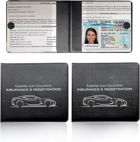 2 PCS Car Registration Insurance Holder, Waterproof Vehicle Glove Box Document Organizer with Closure, Auto Essential Cards Driver License Holder for Most Cars Trucks SUVs (Red, Small Car) in Saudi Arabia