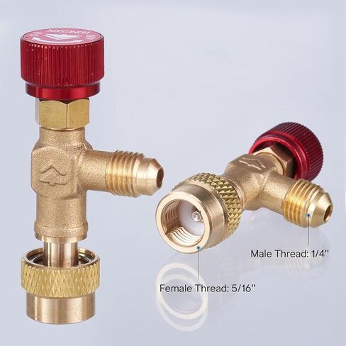 Elitech R32 R410a Refrigerant Charging Safety Valve, 1/4" Male to 5/16" Female, for R32 R410a Air Conditioner Manifold Brass Low Loss Fittings in Saudi Arabia
