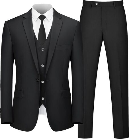 3 Piece Suits for Men Slim Fit Mens Suit for Business Wedding Party One Button Blazer Tuxedo Jacket Vest Pants in Saudi Arabia
