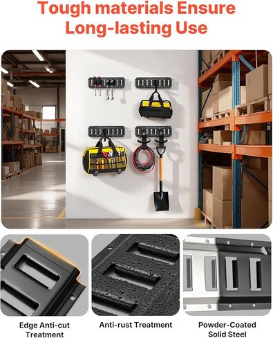 VEVOR E-Track Tie-Down Rail Kit, 4 Pack 1.3 ft E Track Rails, 2 U-Shaped Hooks, 2 Tool Holders, 2 Track Shelf Brackets, 2 Tire Holders, 2 Cable Storage Rings, 8 End Caps & 1 Bag, Fit for Vans Trailers in Saudi Arabia