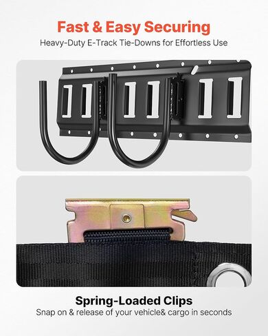VEVOR E-Track Tie-Down Rail Kit, 4 Pack 1.3 ft E Track Rails, 2 U-Shaped Hooks, 2 Tool Holders, 2 Track Shelf Brackets, 2 Tire Holders, 2 Cable Storage Rings, 8 End Caps & 1 Bag, Fit for Vans Trailers in Saudi Arabia