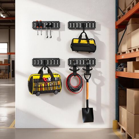 VEVOR E-Track Tie-Down Rail Kit, 4 Pack 1.3 ft E Track Rails, 2 U-Shaped Hooks, 2 Tool Holders, 2 Track Shelf Brackets, 2 Tire Holders, 2 Cable Storage Rings, 8 End Caps & 1 Bag, Fit for Vans Trailers in Saudi Arabia