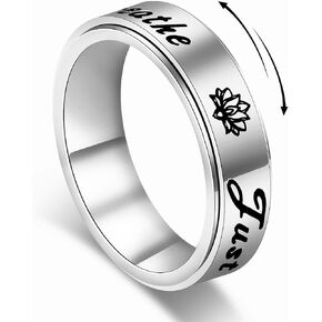 Serene Lotus Fidget Ring: Just Breathe Anxiety Spinner Ring for Women, Floral Pattern Rotating Band for Calm & Focus, 18K Gold Plated Stainless Steel Jewelry Gift in Saudi Arabia