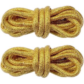 2 Pairs Glitter Metallic Shiny Shoe Laces, Round Bling Shoe Laces, Rhinestone ShoeLaces, 120cm Fun Fancy Shoestrings for Adult Sneakers Boots Sweatpants Hoodies Accessories(Gold) in Kuwait