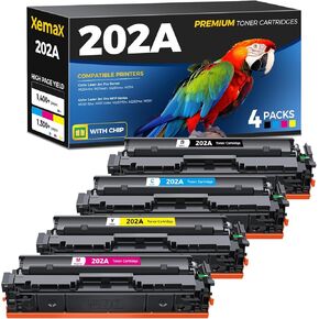 خراطيش حبر 202A مكونة من 4 عبوات متوافقة مع حبر HP 202A CF500A 202X CF500X متوافق مع HP Color Laser Jet Pro MFP M281fdw M281cdw M281fdn M280nw M281 M254dw M254dn M254nw CF501A CF502A CF503A in Kuwait