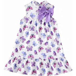 ملابس الفتيات الصغيرات بدون أكمام فستان متوسط ​​الطول متأرجح للأطفال الصغار فساتين غير رسمية ملابس صيفية فستان الشمس in Kuwait