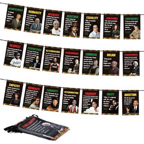 لافتة شهر التاريخ الأسود - 21 قطعة من الأعلام الأمريكية الأفريقية الملهمة ديكور بطول 19 قدم، لافتة معلقة لتزيين الحائط للاحتفال بالمهرجانات والفصول الدراسية والمكتب وساحة الحديقة in Kuwait