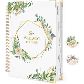 كتاب مخطط الزفاف ومنظم للعروس - كتاب تخطيط الزفاف مقاس 9 × 12 بوصة مع 5 أقسام مبوبة، وجيوب، وقوائم مرجعية، وتقويمات، والعد التنازلي، وركن معدني، وهدايا خطوبة للأزواج، وزهرة in Kuwait