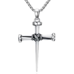YYB Nail Cross Necklace for Men 925 Sterling Silver 3 Nail Cross Pendant Christian Jewelry Gifts for Men with 22"+2" Rolo Chain in Saudi Arabia