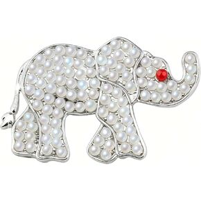 بروش الفيل اللؤلؤي - هدية دبوس مجوهرات نسائي باللونين الأحمر والأبيض in Kuwait