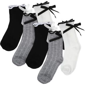 6Pairs Cute Ruffle Bow Socks for Women, Ruffle Frilly Ankle Crew Socks Coquette Soft Breathable Cotton Socks for Women in Kuwait