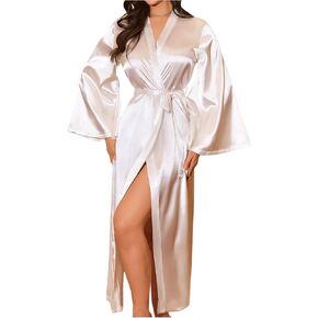 SHENHE Women's Flared Sleeve Full-Length Satin Robes Kimonos Silky Bath Robe Dressing Gowns in Kuwait