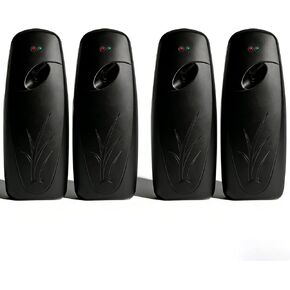 موزع رش تلقائي - معطر هواء بخاخ للغرفة مكون من 4 عبوات، تصميم مثبت على الحائط أو سطح المكتب للاستخدام المنزلي والتجاري - معطر هواء يعمل بالبطارية (أسود) in Kuwait