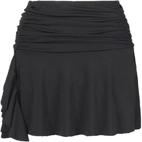 Black Ruffle Skirt with Shorts Ruched Mini Slit Latin Salsa Skirt Dance Outfits for Women in Kuwait