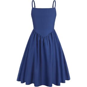 فساتين Eledobby الصيفية للفتيات فستان زهري بحزام سباغيتي على شكل حرف A فستان صيفي كاجوال بدون أكمام لحفلات الشاطئ in Kuwait