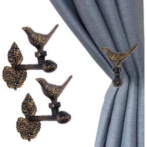 Bird Curtain Holdbacks Set of 2 – Rustic Metal Curtain Tiebacks for Wall Mount – Decorative Drapery Hold Back Hooks for Living Room, Bedroom, Office – Vintage Curtain Holder for Window in Kuwait