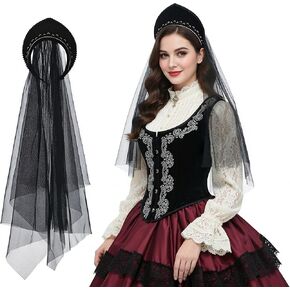 قبعة آن بولين، غطاء رأس تيودور جابل، غطاء رأس عصر النهضة الإليزابيثي للنساء، إكسسوار حفلات الهالوين in Kuwait