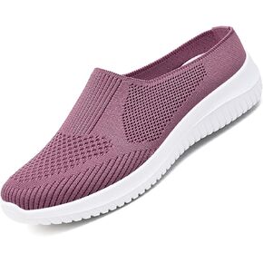 Women's Knitted Mesh Walking Mules Fashion Backless Breathable Lightweight Slip On Sneakers Soft Sole Non-Slip Loafers in Saudi Arabia