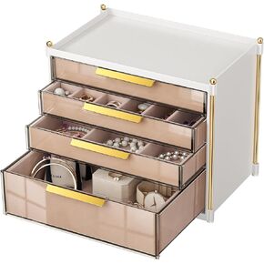 منظم صندوق المجوهرات، 4 طبقات حامل مجوهرات وتخزين للأقراط والخاتم والقلادة والأساور هدايا للنساء والفتيات in Kuwait