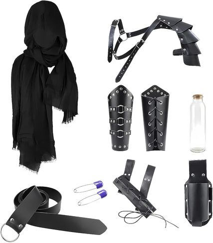 8PCS Medieval Knight Assassin Costume Men Pirate Viking Accessories Half Shoulder Cape Scarf for Halloween Ren Faire in Kuwait