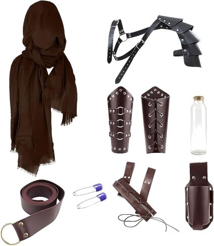 8PCS Medieval Knight Assassin Costume Men Pirate Viking Accessories Half Shoulder Cape Scarf for Halloween Ren Faire in Saudi Arabia