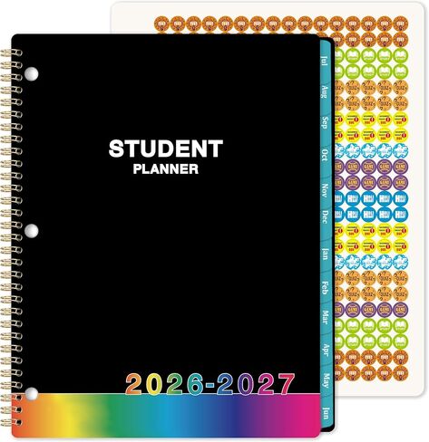 Student Planner 2024-2025 - School Planner 2024-2025, July 2024 - June 2025, 9" x 11", 2024-2025 Student Planner with Back Pocket - Black Rainbow in Saudi Arabia