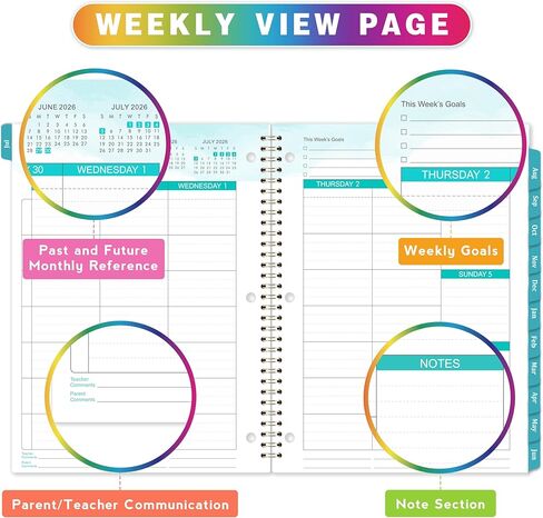 Student Planner 2024-2025 - School Planner 2024-2025, July 2024 - June 2025, 9" x 11", 2024-2025 Student Planner with Back Pocket - Black Rainbow in Saudi Arabia