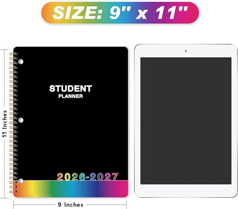 Student Planner 2024-2025 - School Planner 2024-2025, July 2024 - June 2025, 9" x 11", 2024-2025 Student Planner with Back Pocket - Black Rainbow in Saudi Arabia