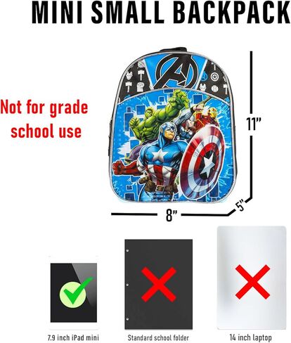 Marvel Boys' Avengers Mini Backpack, Blue/Black, 11" X 9" X 2.75" in Saudi Arabia