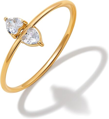 خواتم متراصة أنيقة من الذهب عيار 18 قيراط للنساء، سوار رفيع مقاس 1 مم مع أحجار صغيرة من تشيكوسلوفاكيا، مقاومة للماء ومطلية بالذهب وغير قابلة للتشوه، من الفولاذ المقاوم للصدأ، قطع على شكل قلب ماركيز على شكل كمثرى، مقاس 6-8 in Kuwait